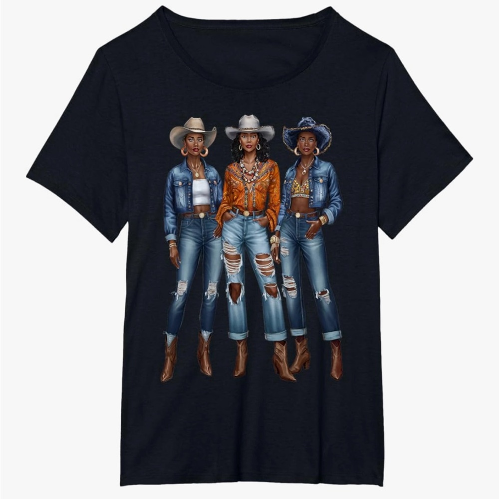 Black Graphic T-Shirt with Stylish Trio